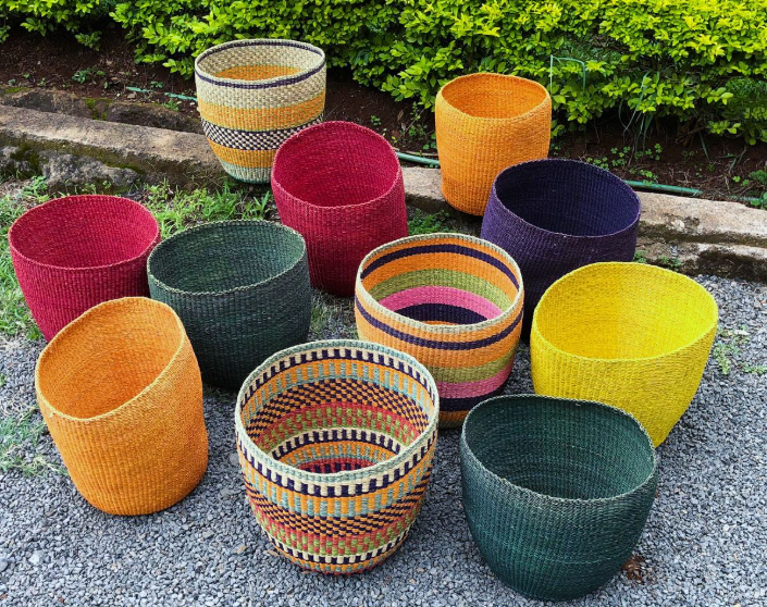 Colourful Ghana woven baskets at Naskia Handmade